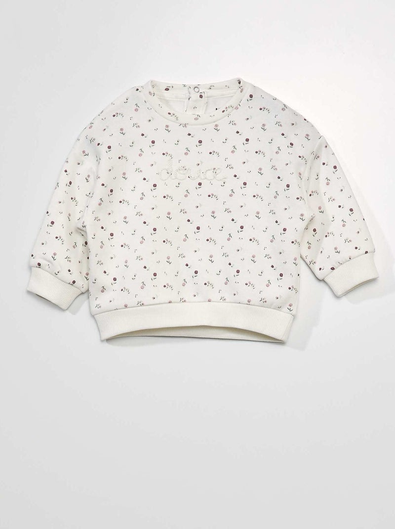 Sweater met geborduurd opschrift WIT - Kiabi