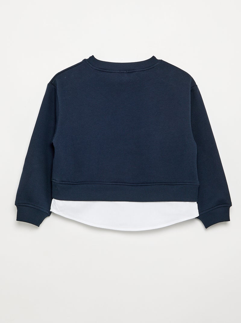 Sweater met geïntegreerde hemdonderkant en borstborduurwerk Blauw - Kiabi