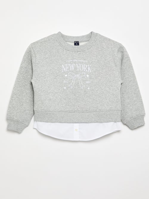 Sweater met geïntegreerde hemdonderkant en borstborduurwerk - Kiabi Sweater met geïntegreerde hemdonderkant en borstborduurwerk - Kiabi