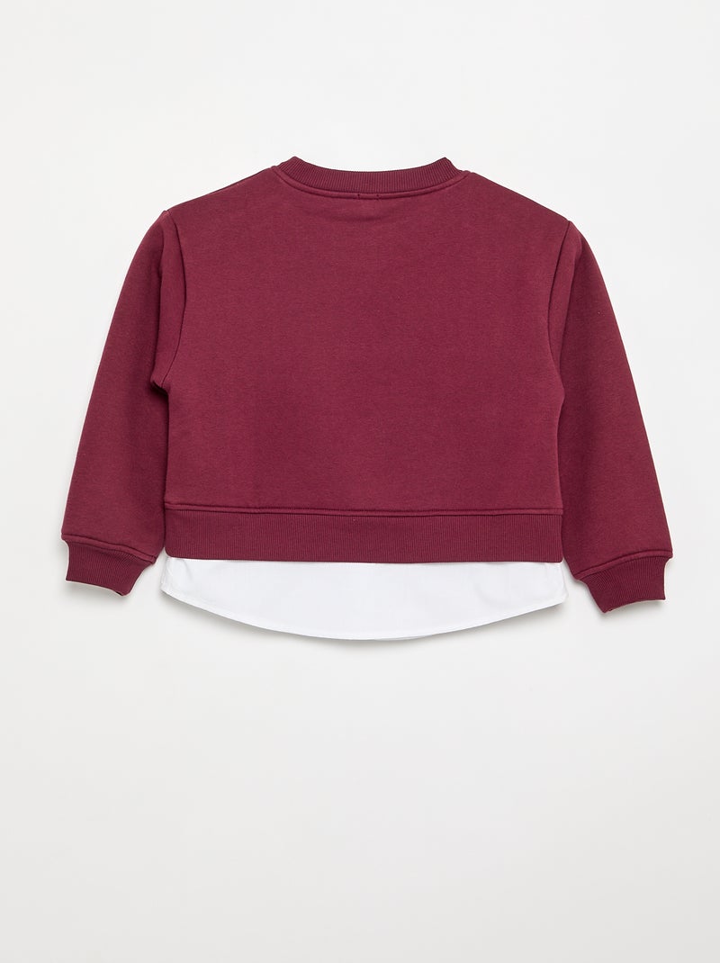 Sweater met geïntegreerde hemdonderkant en borstborduurwerk Paars - Kiabi