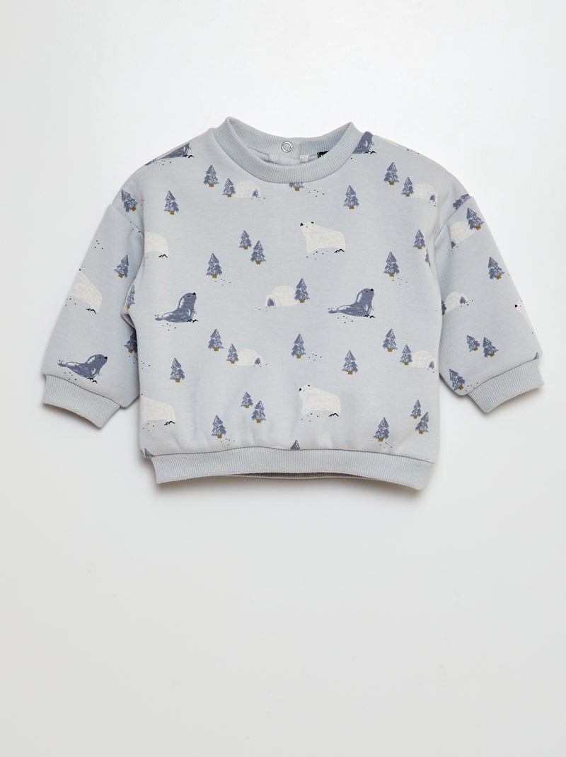 Sweater met ijsdierenprint BLAUW - Kiabi