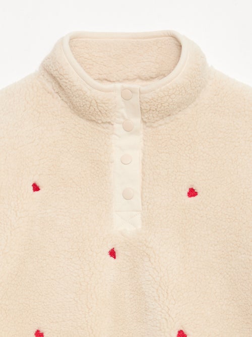 Sweater met imitatieschapenvacht en borduursel - Kiabi