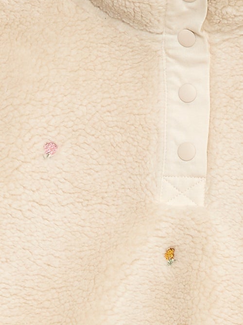 Sweater met imitatieschapenvacht en borduursel - Kiabi