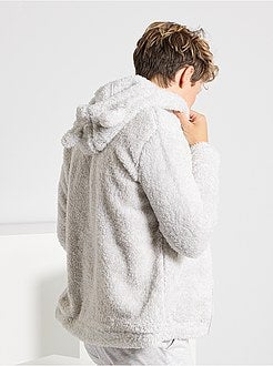 Sweater met kap van pluchetricot - Kiabi