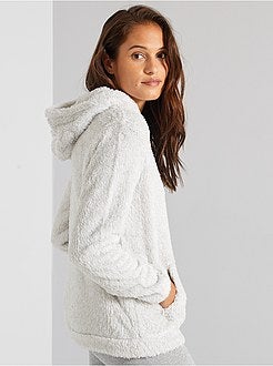 Sweater met kap van pluchetricot - Kiabi