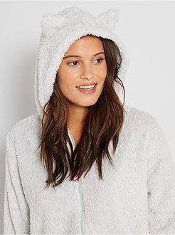 Sweater met kap van pluchetricot - Kiabi