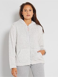 Sweater met kap van pluchetricot - Kiabi