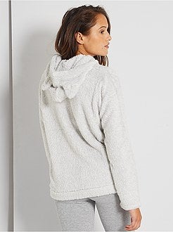 Sweater met kap van pluchetricot - Kiabi