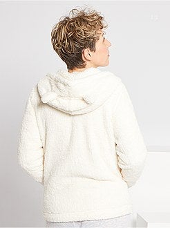 Sweater met kap van pluchetricot - Kiabi