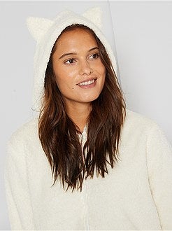 Sweater met kap van pluchetricot - Kiabi