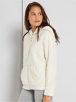 Sweater met kap van pluchetricot - Kiabi