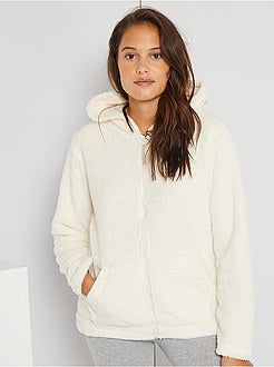 Sweater met kap van pluchetricot - Kiabi