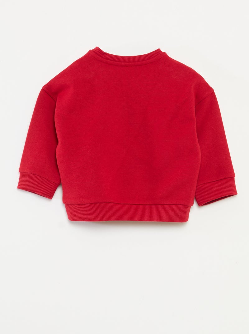 Sweater met kerstprint van katoenjersey Rood - Kiabi