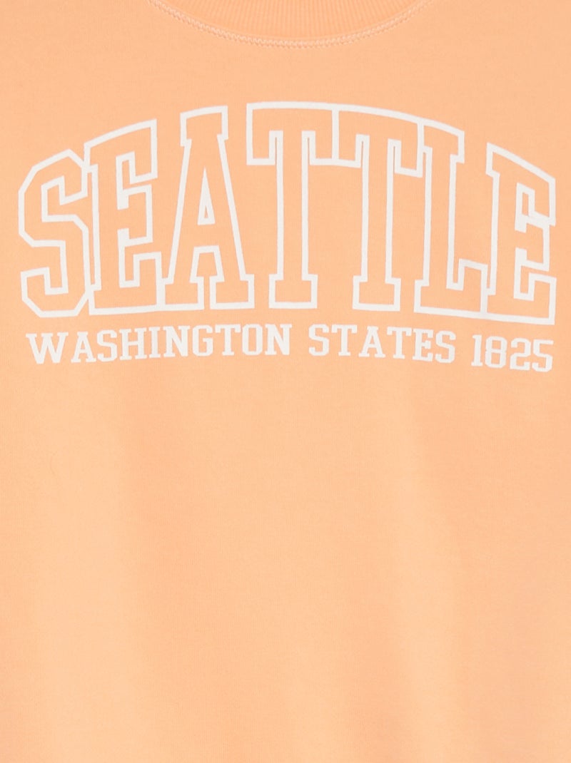 Sweater met korte mouwen en applicatie ORANJE - Kiabi