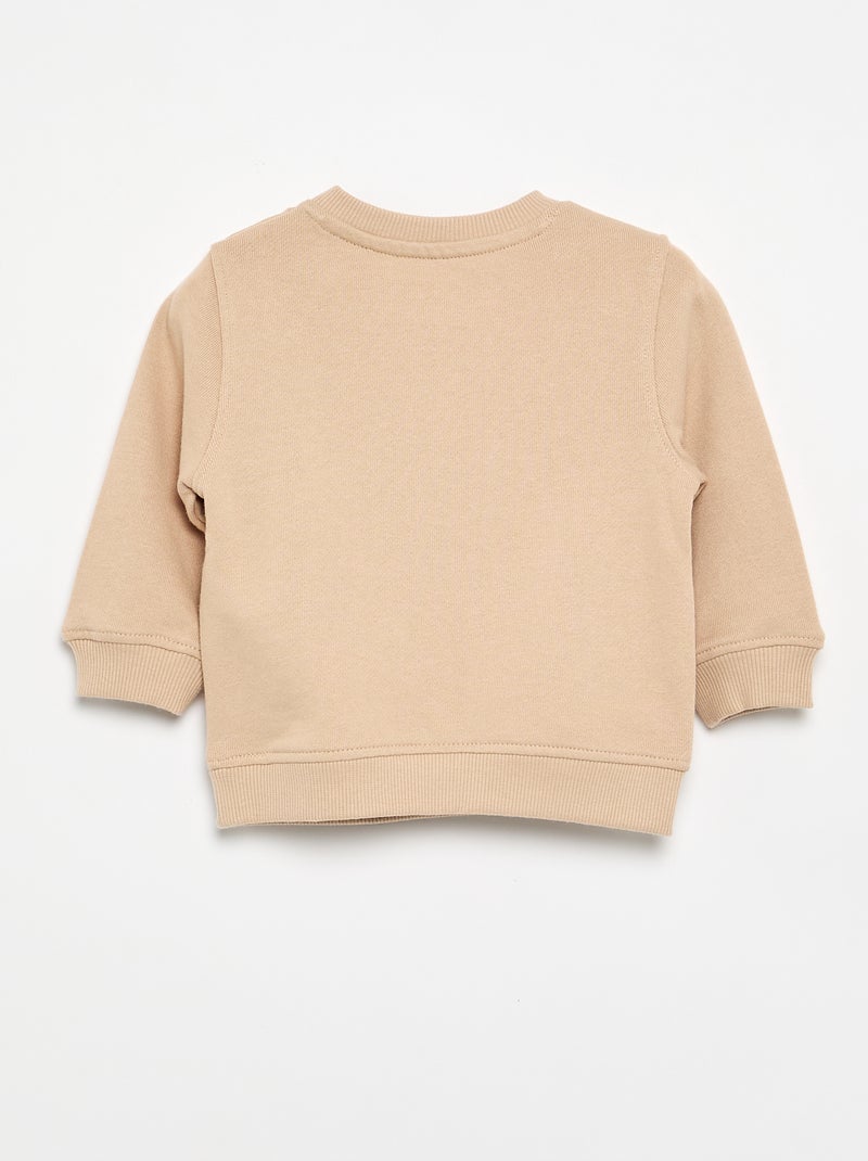 Sweater met lange mouw en print Biege - Kiabi
