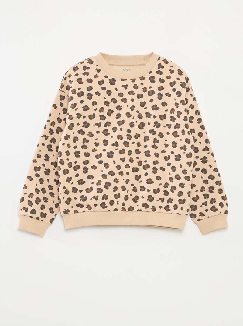 Sweater met lange mouw en print Biege - Kiabi
