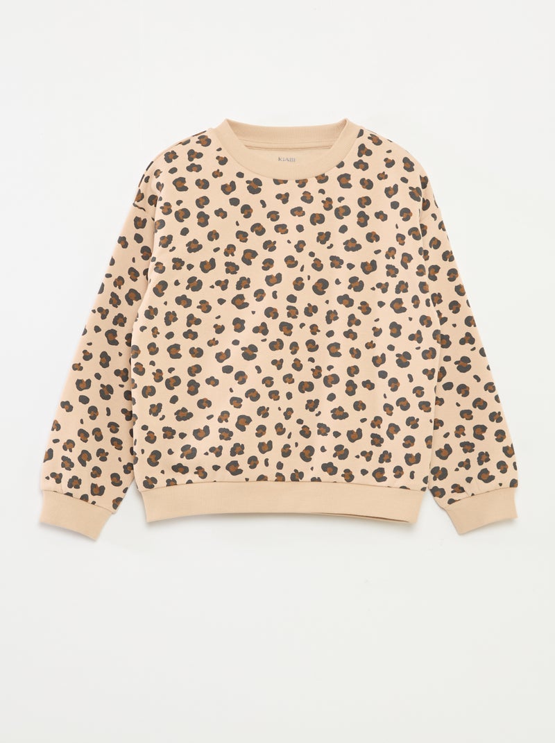 Sweater met lange mouw en print Biege - Kiabi