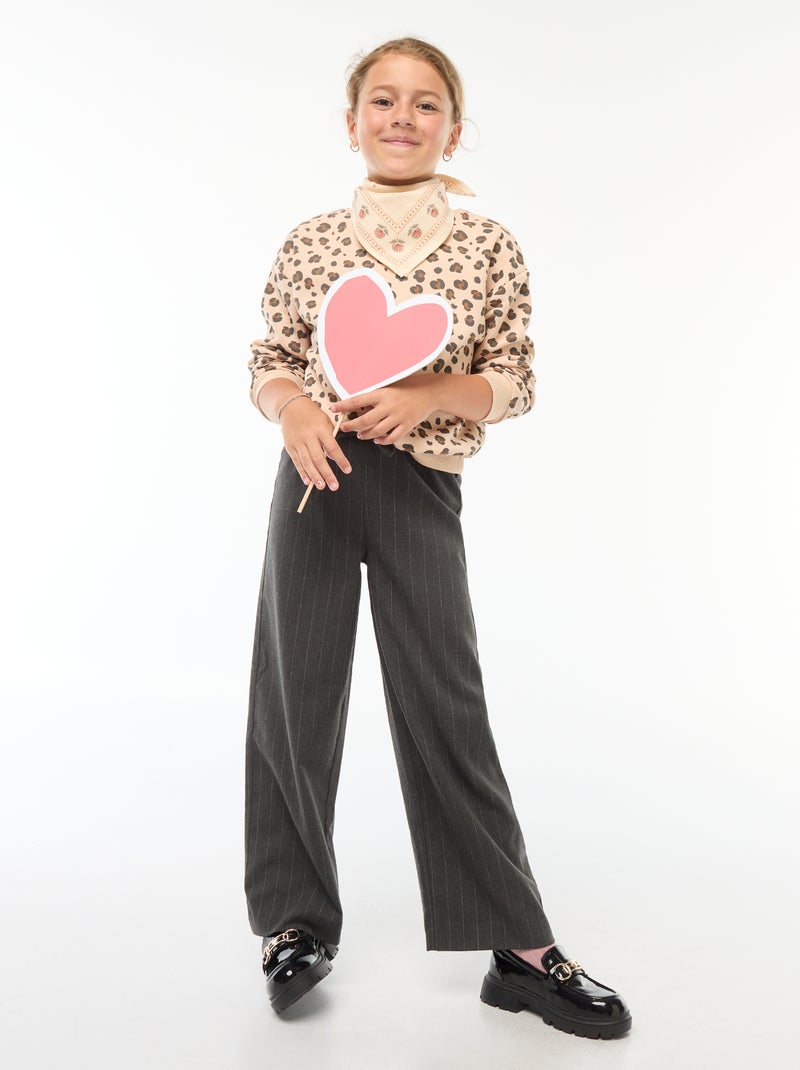 Sweater met lange mouw en print Biege - Kiabi