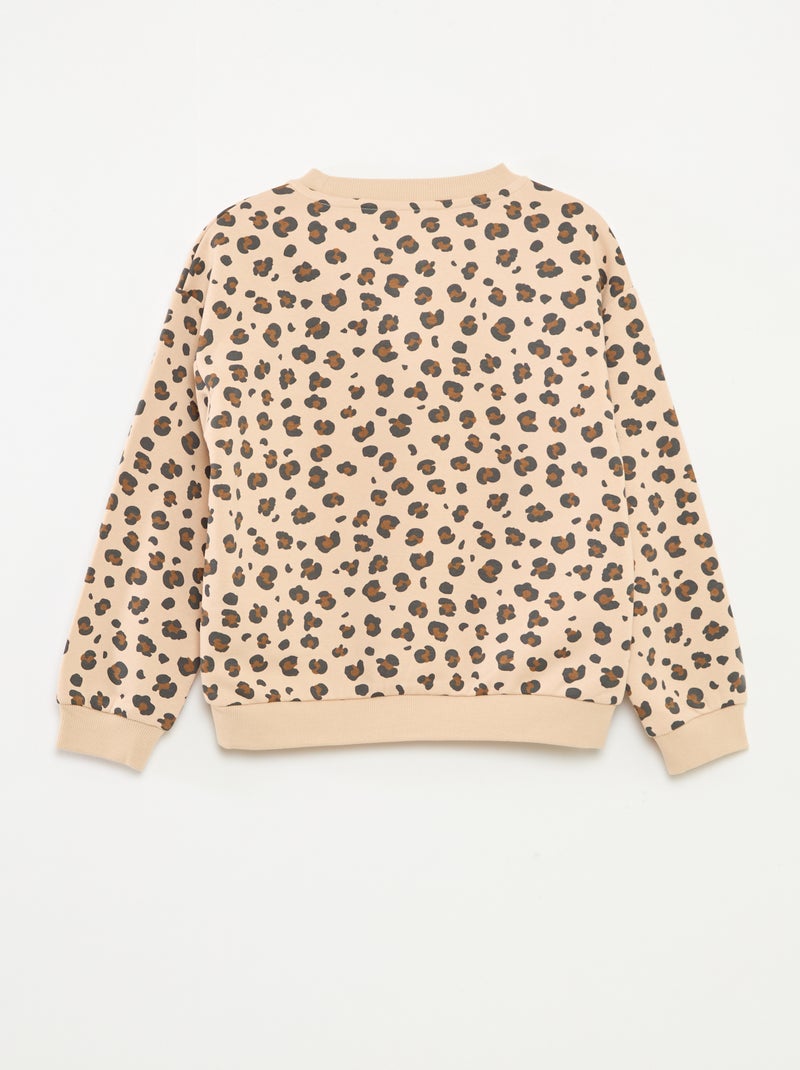 Sweater met lange mouw en print Biege - Kiabi