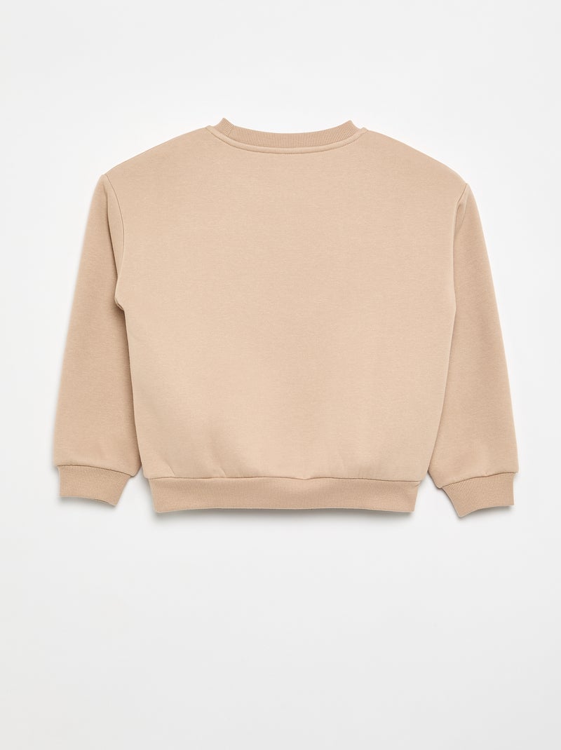 Sweater met lange mouw en print Biege - Kiabi