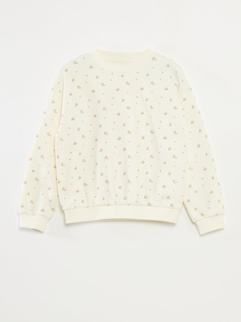 Sweater met lange mouw en print Biege - Kiabi