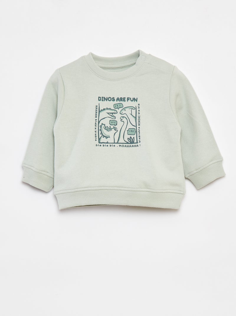 Sweater met lange mouw en print Groen - Kiabi