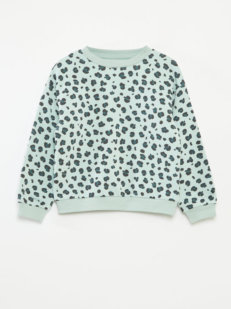 Sweater met lange mouw en print Groen - Kiabi