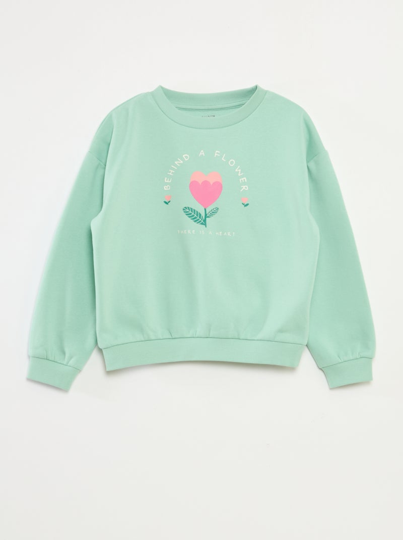 Sweater met lange mouw en print Groen - Kiabi