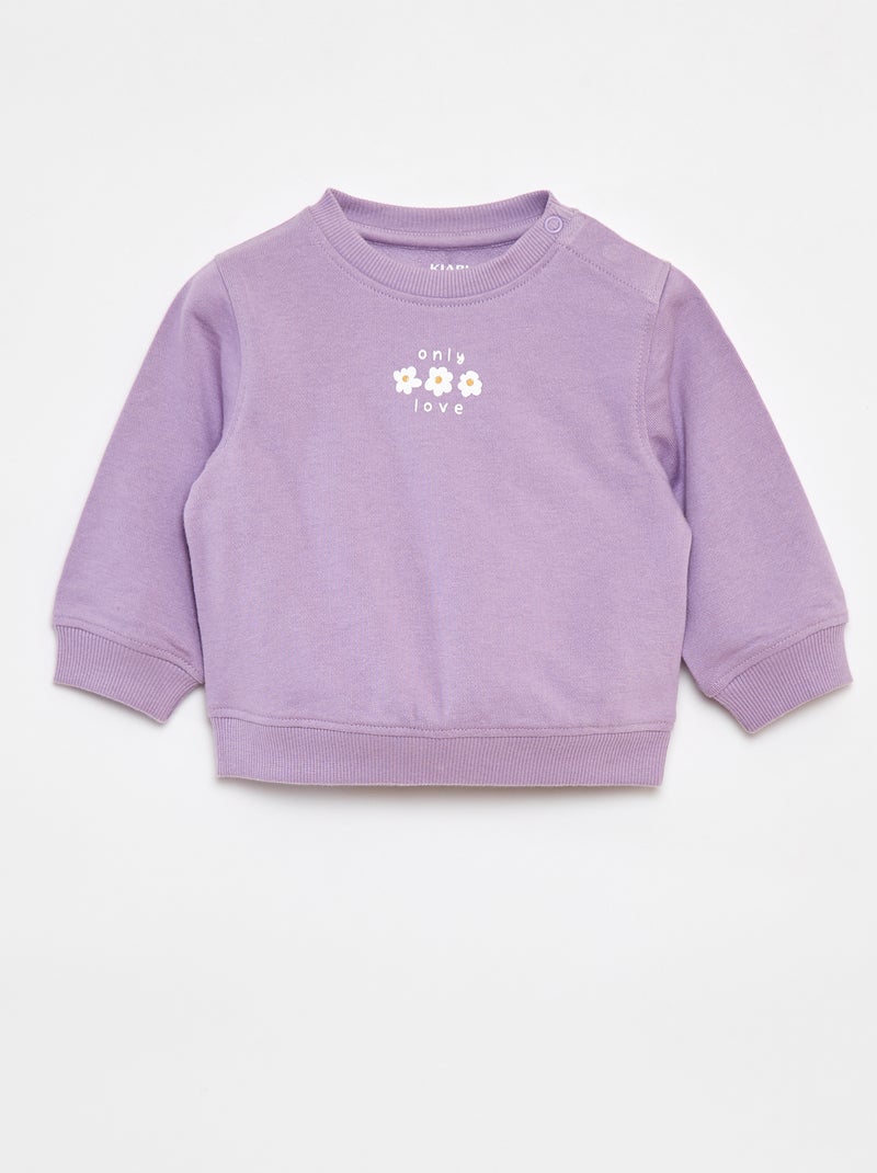 Sweater met lange mouw en print Paars - Kiabi
