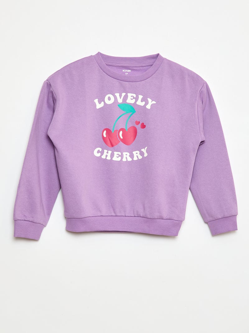 Sweater met lange mouw en print Paars - Kiabi
