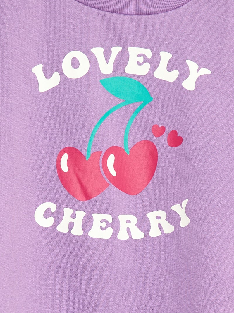 Sweater met lange mouw en print Paars - Kiabi