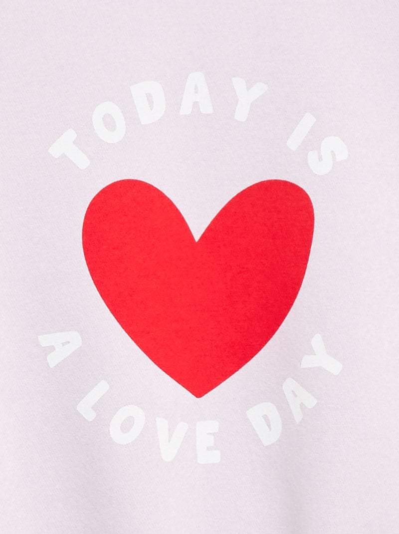 Sweater met lange mouw en print Paars - Kiabi