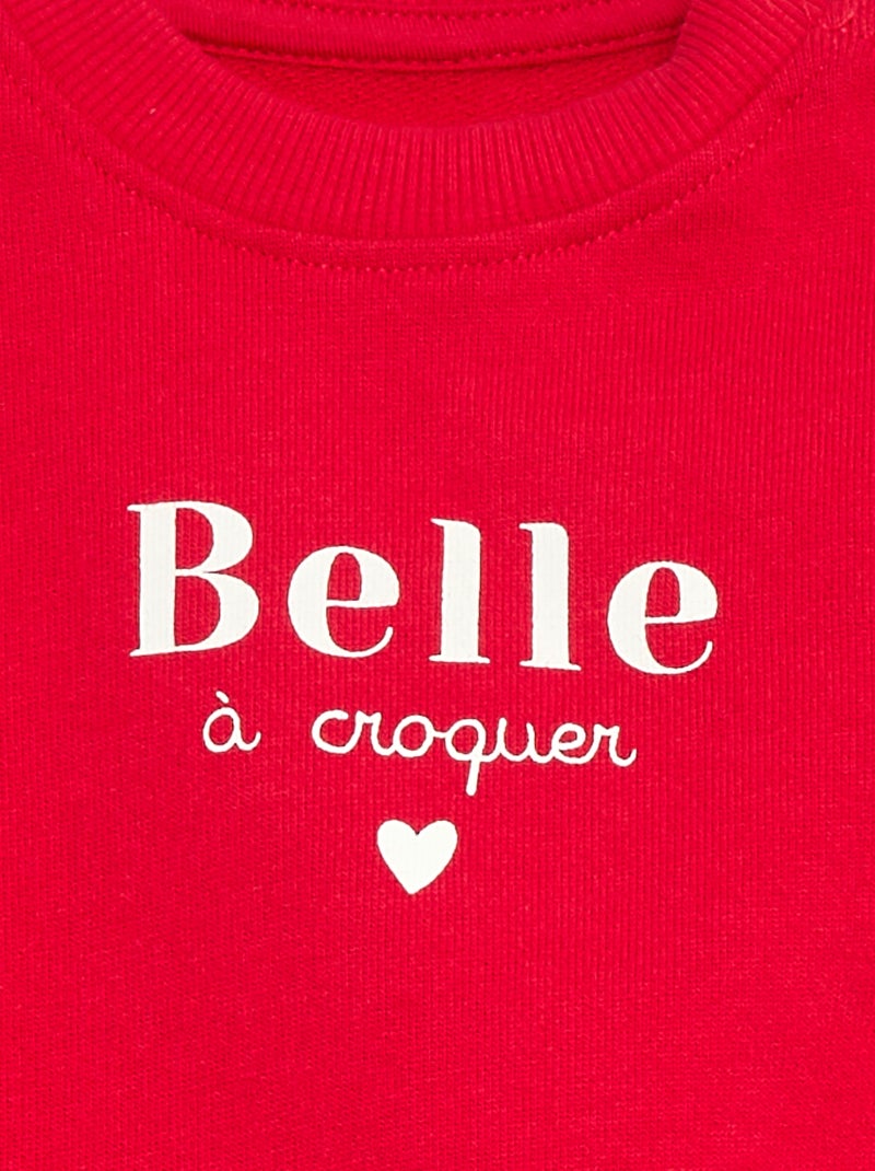 Sweater met lange mouw en print Rood - Kiabi