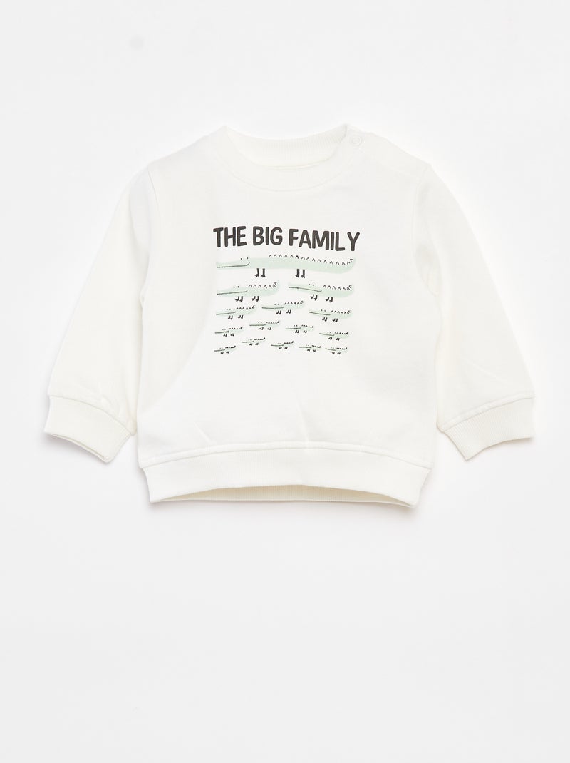 Sweater met lange mouw en print Wit - Kiabi