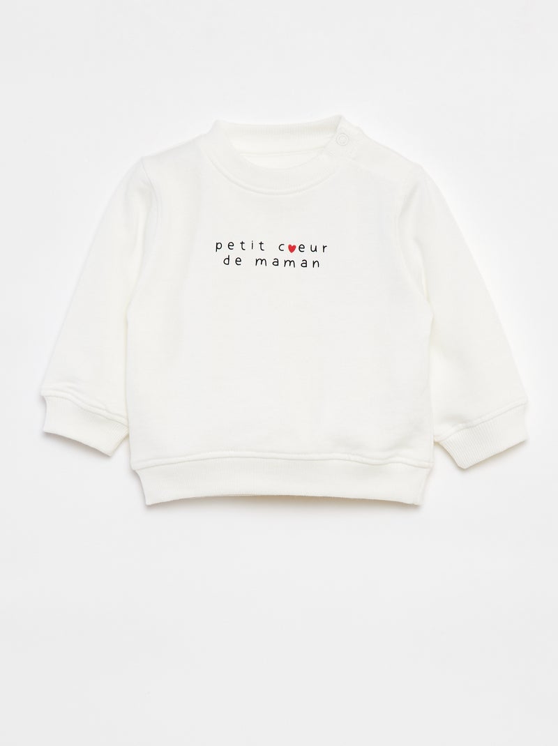 Sweater met lange mouw en print Wit - Kiabi