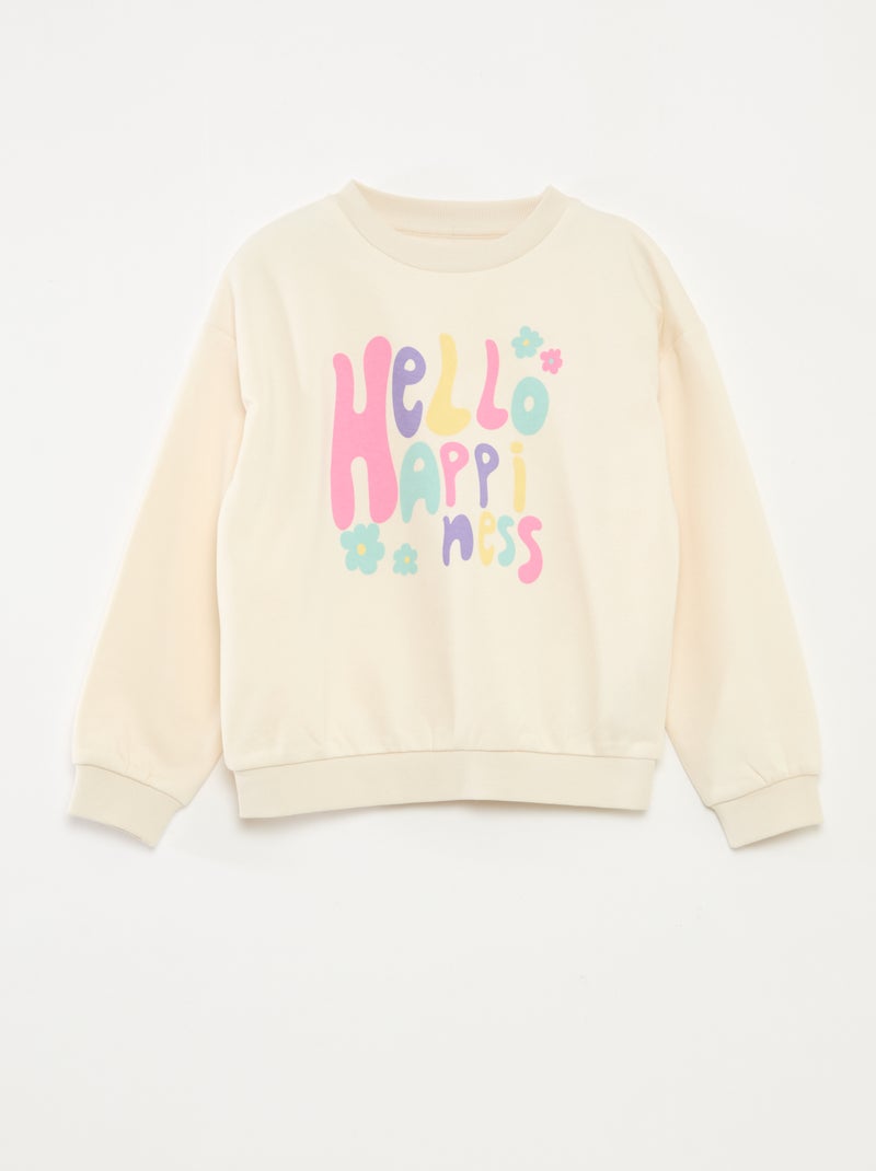 Sweater met lange mouw en print Wit - Kiabi