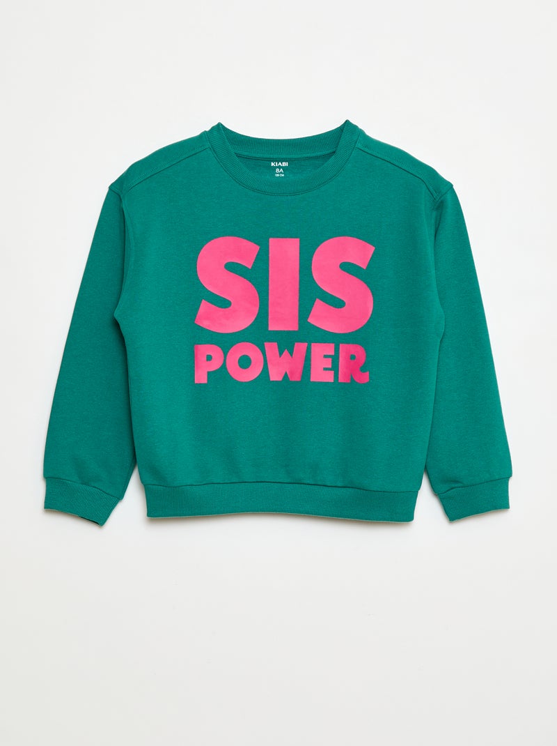 Sweater met opschrift 'sisters' Groen - Kiabi