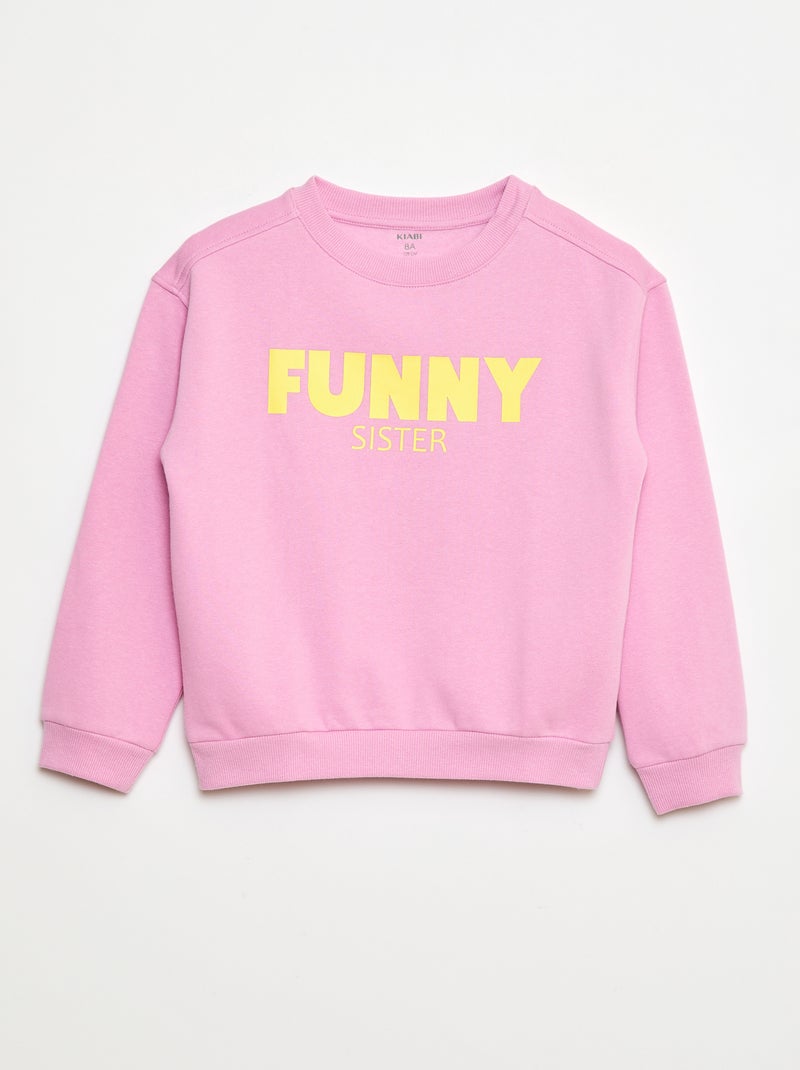 Sweater met opschrift 'sisters' Paars - Kiabi