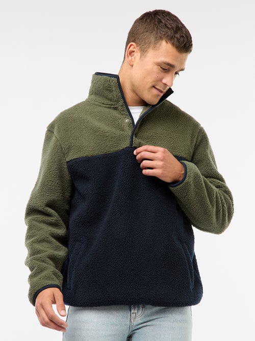 Sweater met opstaande drukknoopkraag - Kiabi