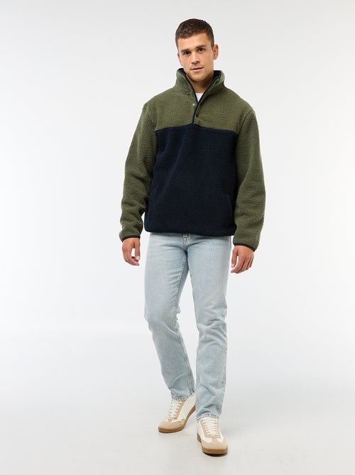 Sweater met opstaande drukknoopkraag - Kiabi