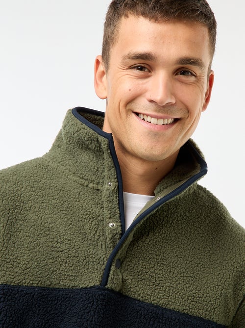 Sweater met opstaande drukknoopkraag - Kiabi