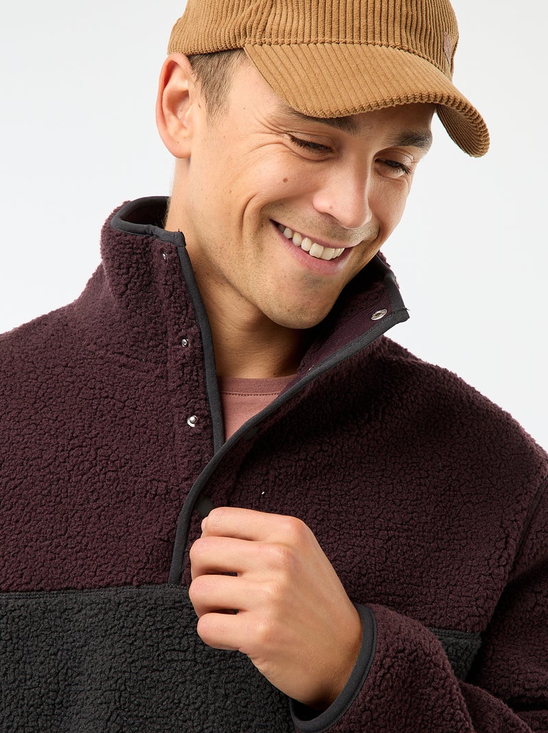 Sweater met opstaande drukknoopkraag Zwart - Kiabi