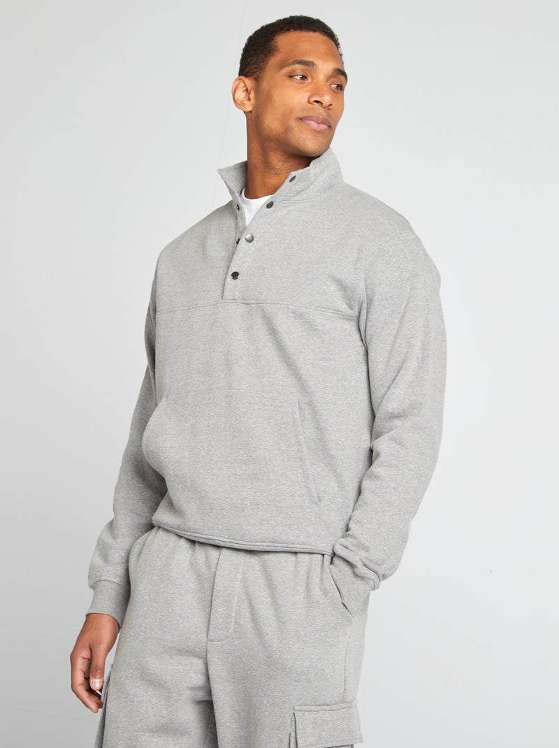 Sweater met opstaande kraag GRIJS - Kiabi