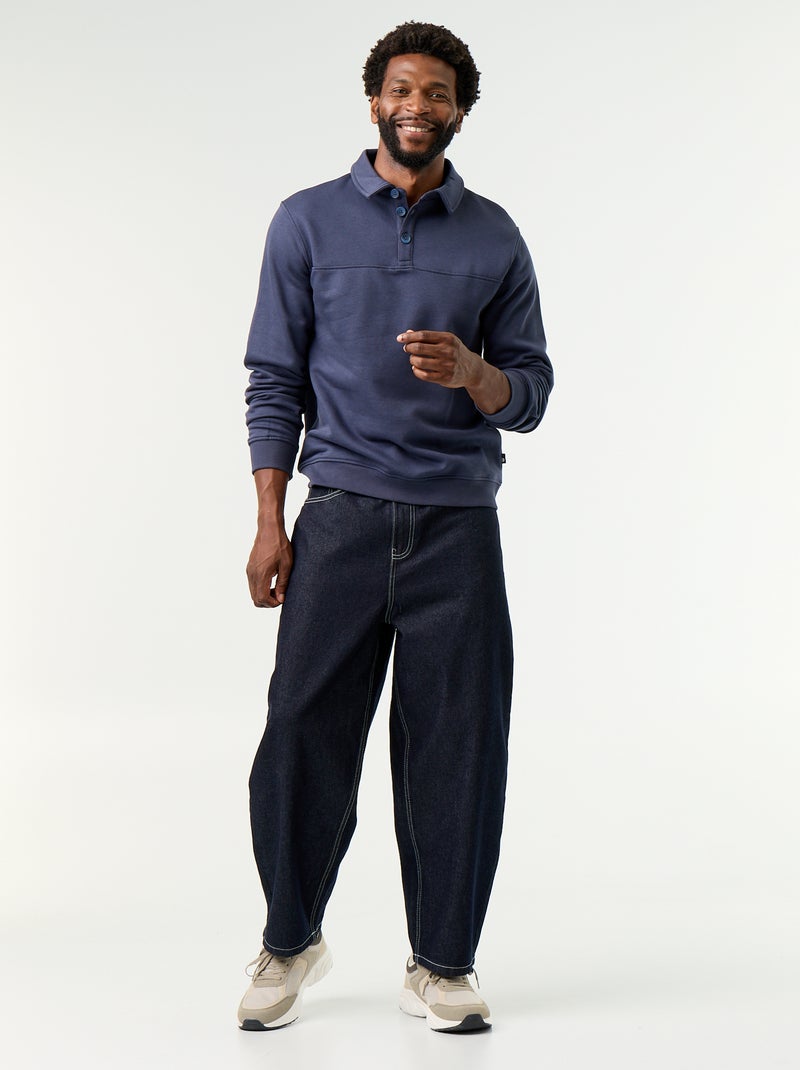 Sweater met polokraag van molleton Blauw - Kiabi