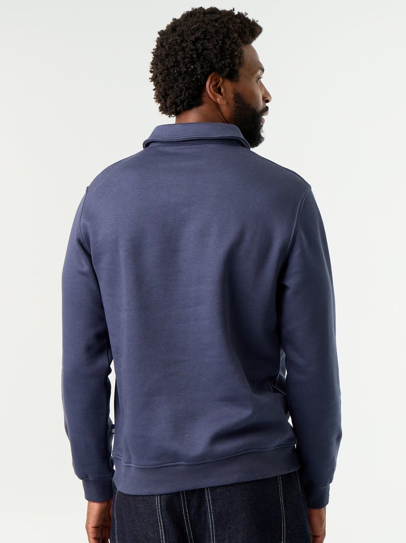 Sweater met polokraag van molleton Blauw - Kiabi