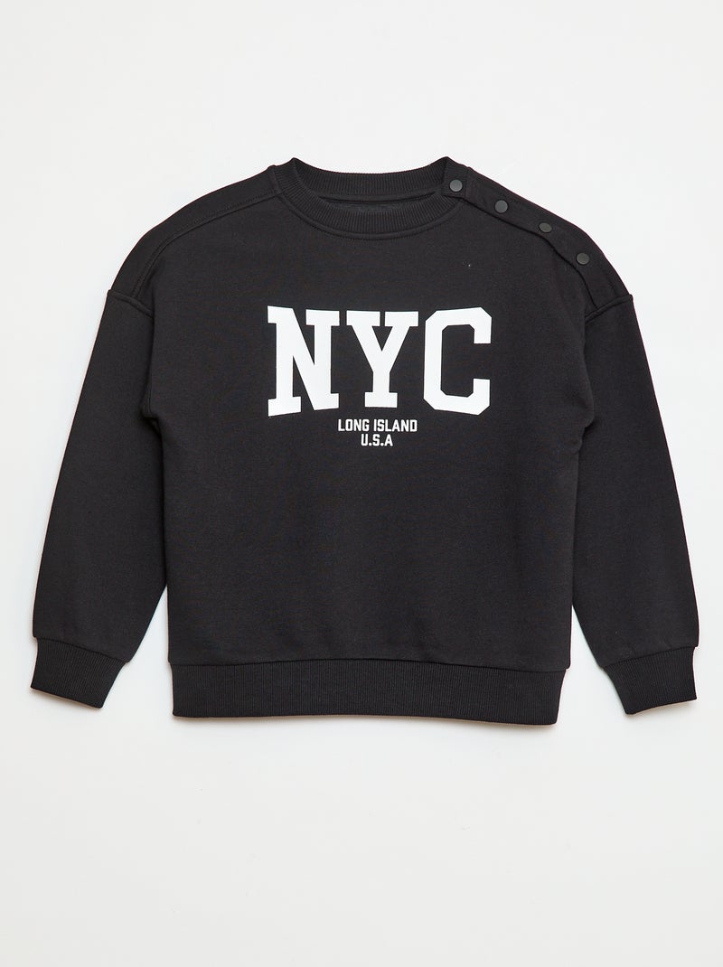 Sweater met print en magnetische drukknopen - So Easy Zwart - Kiabi