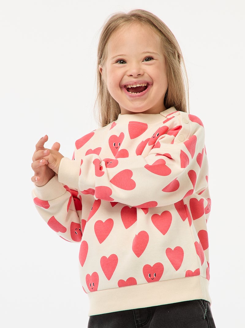 Sweater met print en magnetische drukknopen op de schouder - So Easy Wit - Kiabi