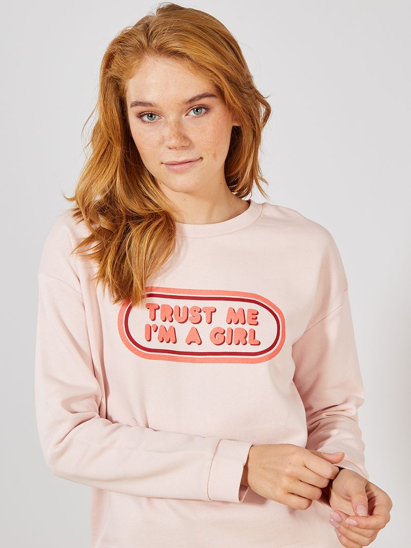 Sweater met print op de voorkant roze - Kiabi