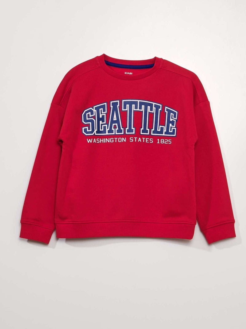 Sweater met print van een Amerikaanse stad ROOD - Kiabi