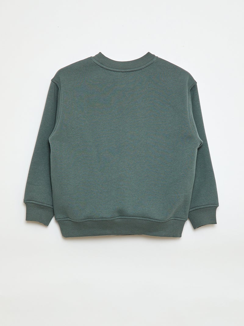 Sweater met print van geruwde fleece Blauw - Kiabi
